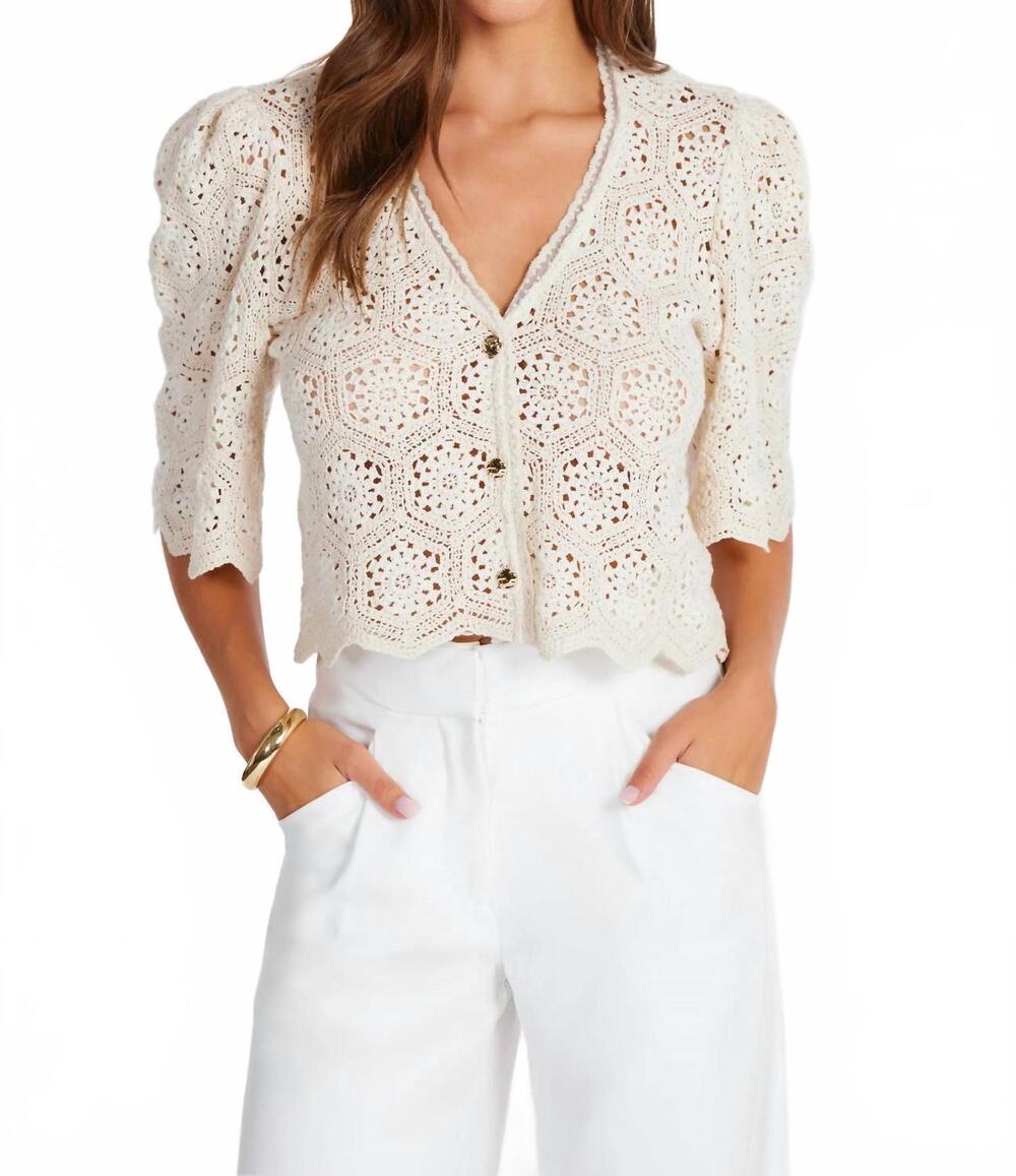 NEW BISHOP + YOUNG lady crochet summer cardigan in ivory